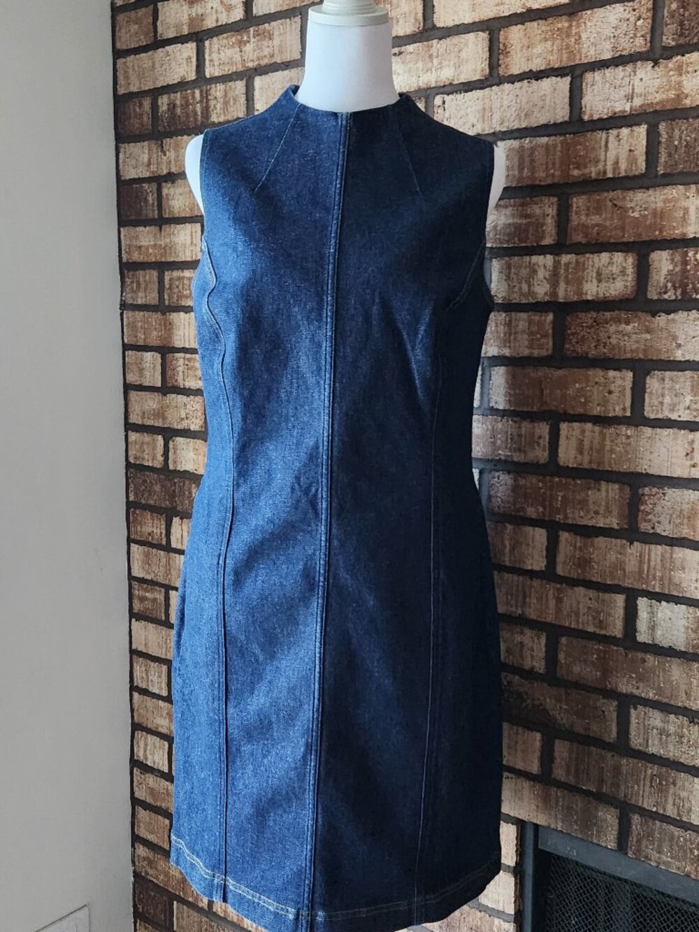 Spanx Denim Sleeveless Sheath Minidress with Tailored Seams Size M